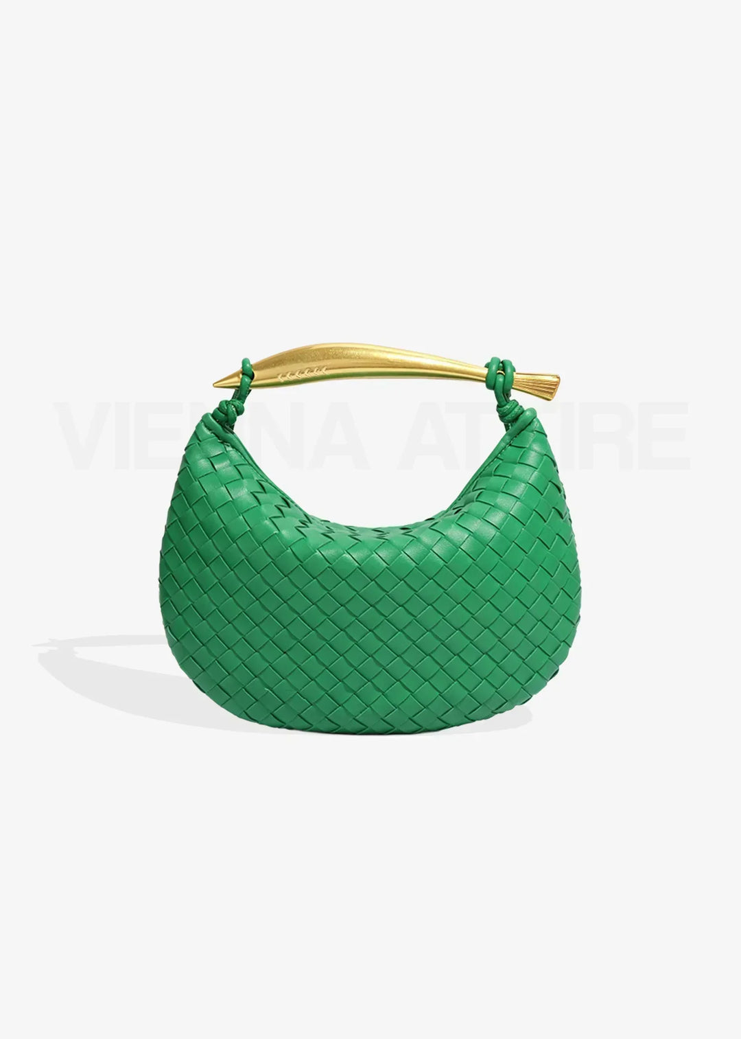Alexandra – Sac à motif tissé avec poignée dorée
