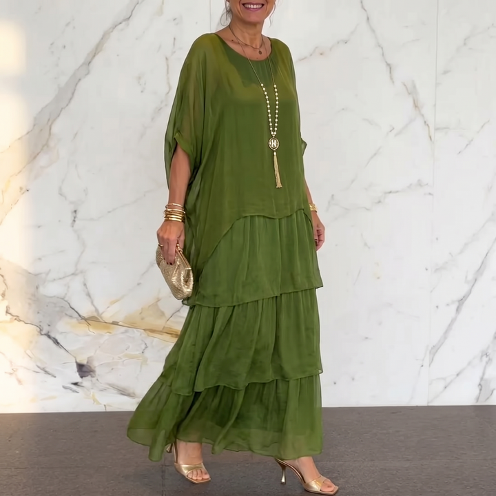 Tiered Chiffon Dress for Wedding Guest and Special Occasions