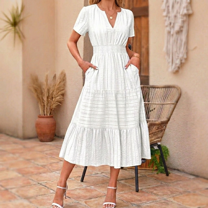 Vivara™ – Flowing V Neck Summer Maxi Dress