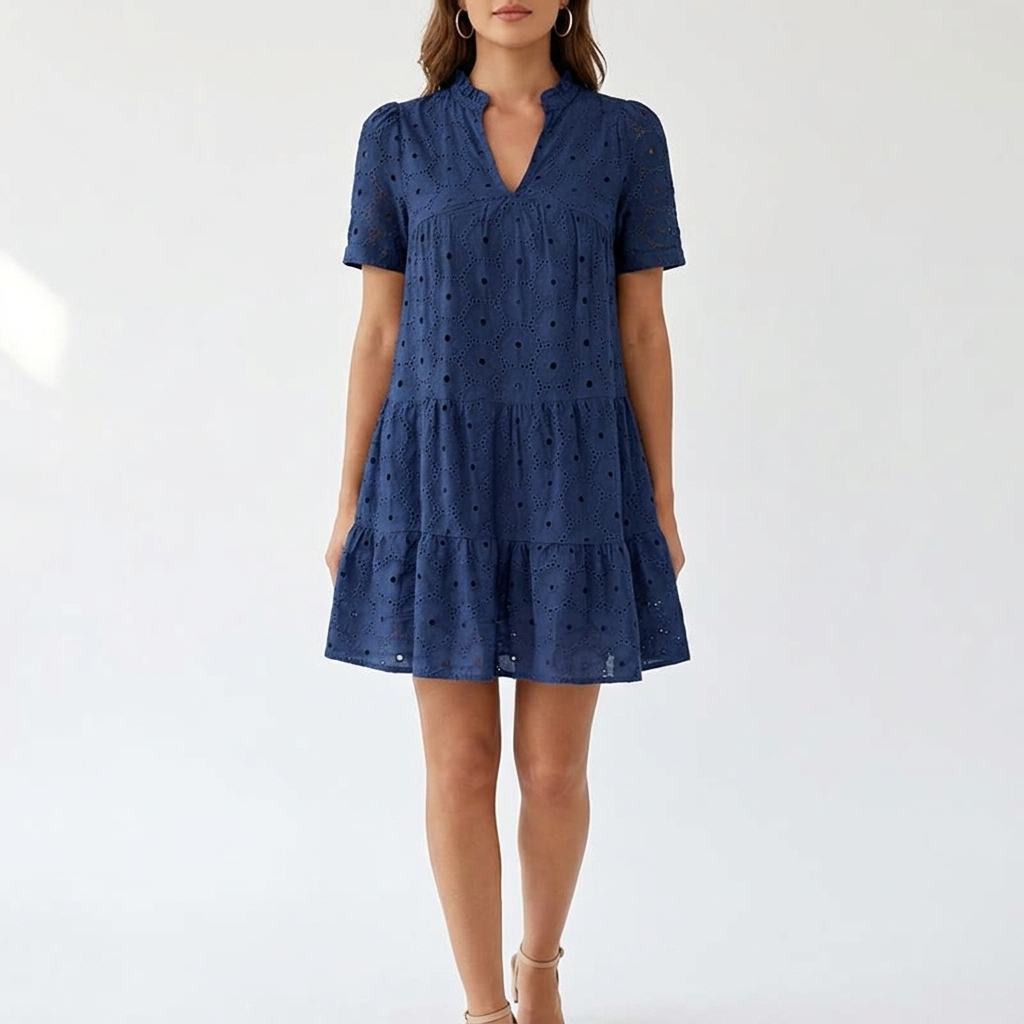Solenne™ – Cotton Eyelet Summer Dress
