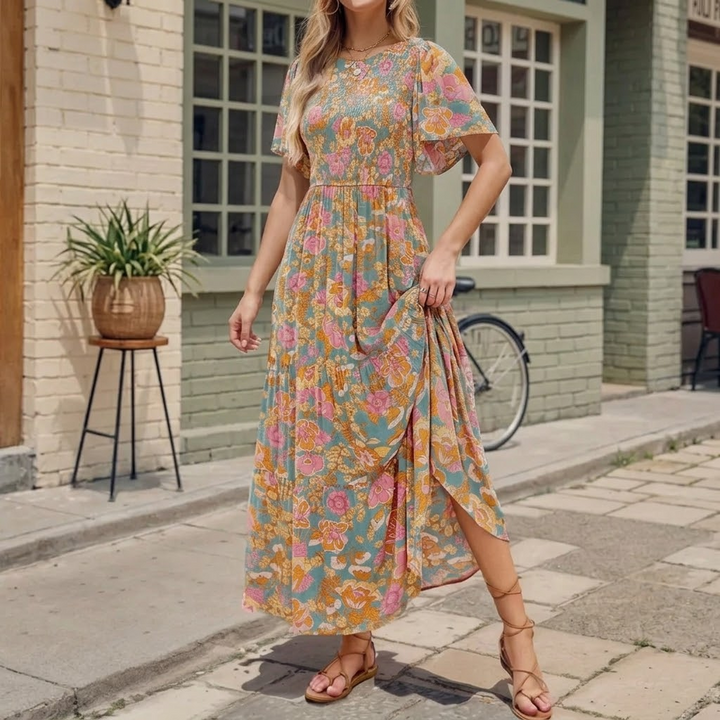 Florenza™ – Smocked Floral Maxi Dress for Spring