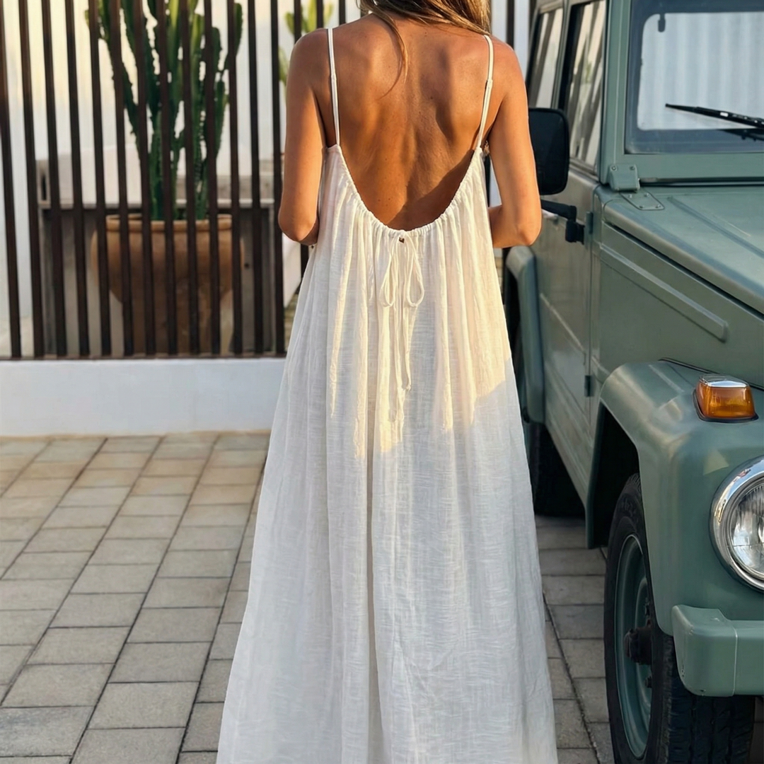 Vestido maxi de verano Soleia™ con espalda abierta y fluido