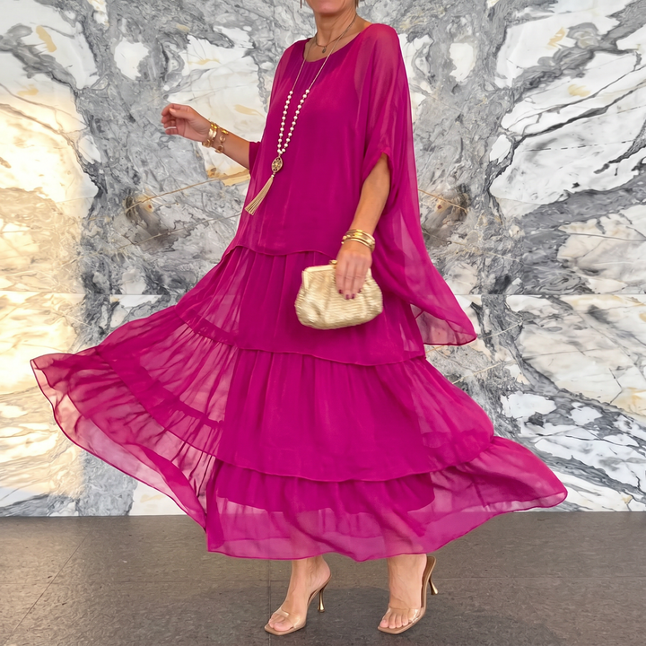 Tiered Chiffon Dress for Wedding Guest and Special Occasions