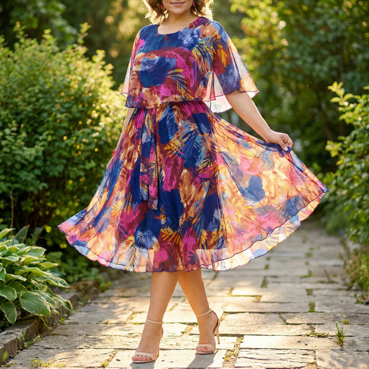 Floressa™ Flowy Lined Chiffon Midi Dress