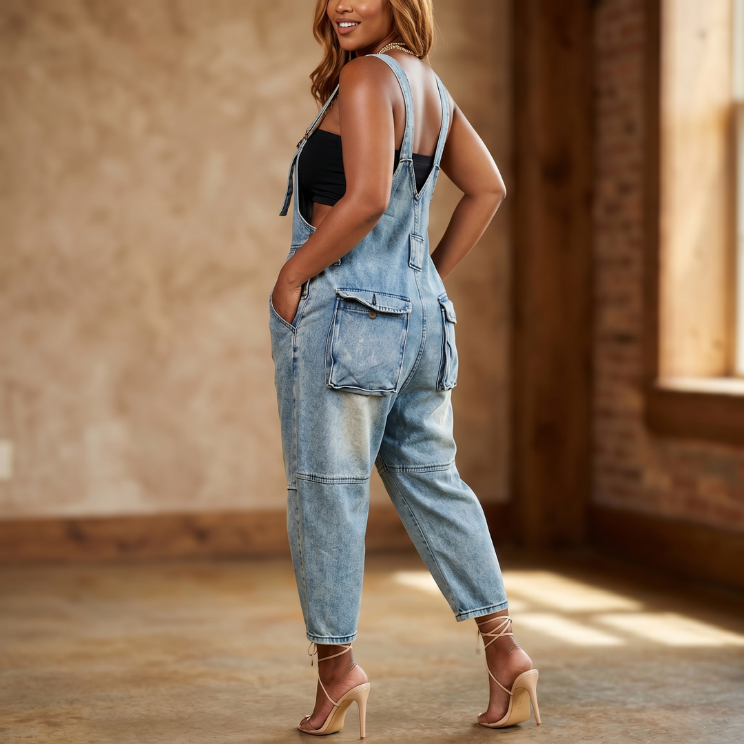 Denim Overalls for Women - Tapered Leg with Adjustable Straps