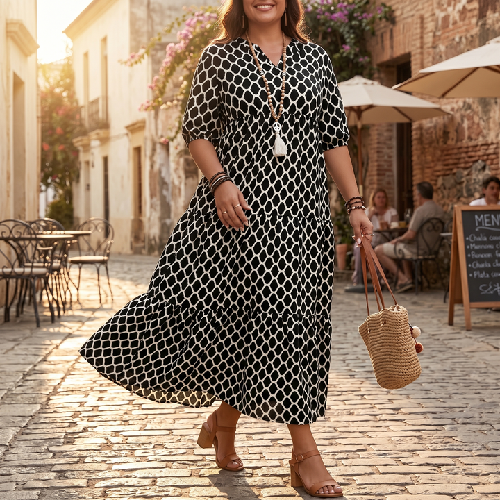 Maxi Dress with Pockets - Smocked Waist Tiered Skirt
