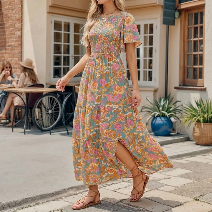 Florenza™ – Smocked Floral Maxi Dress for Spring