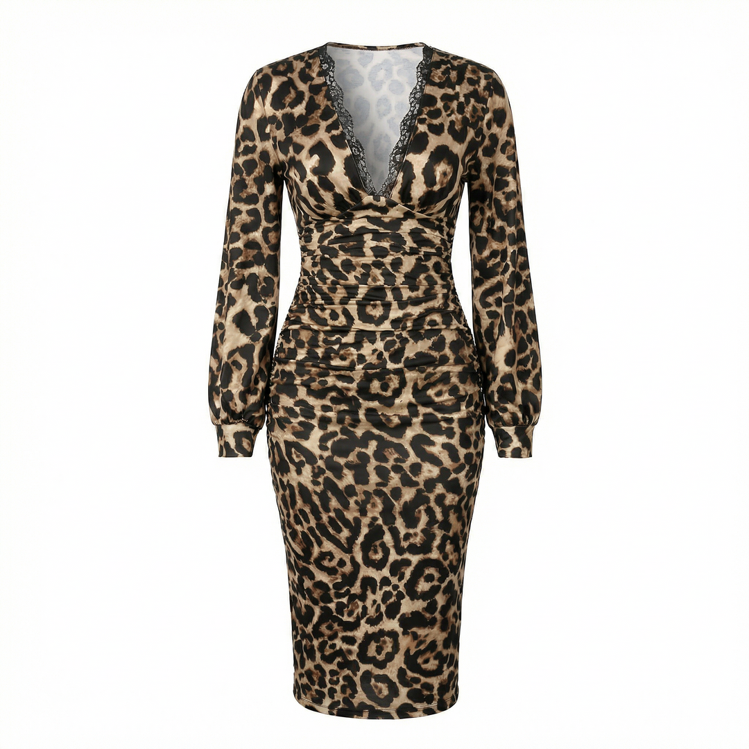Luxora™ - Leopard Print Midi Dress