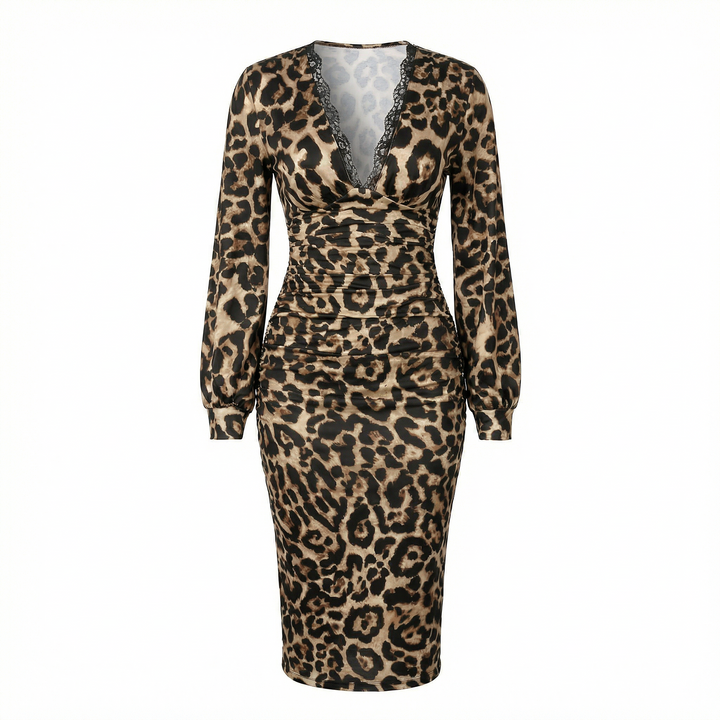 Luxora™ - Leopard Print Midi Dress