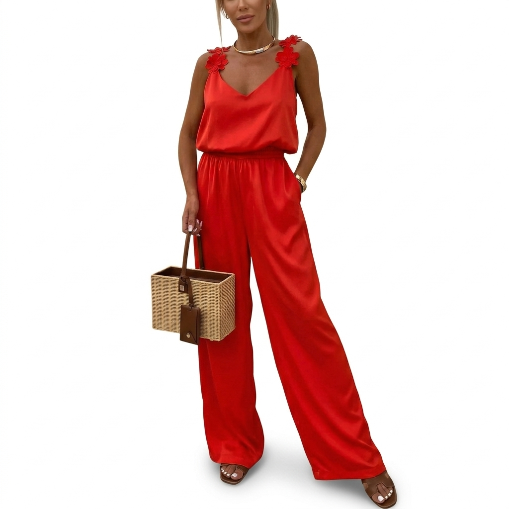 Floral Strap Wide Leg Jumpsuit for Women