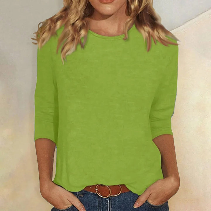 Stella | Blusa Casual Feminina de Manga 3/4 com Gola Redonda para o Dia a Dia