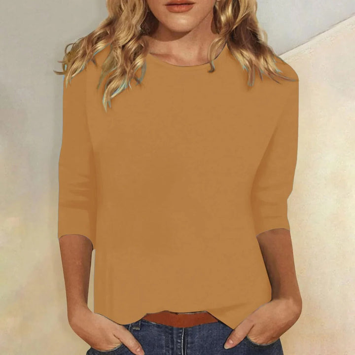 Stella | Blusa Casual Feminina de Manga 3/4 com Gola Redonda para o Dia a Dia
