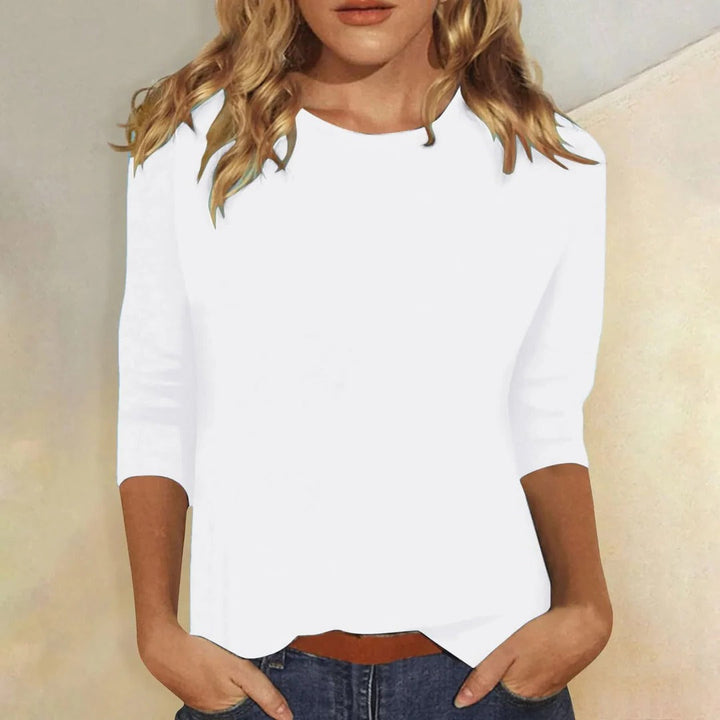 Stella | Blusa Casual Feminina de Manga 3/4 com Gola Redonda para o Dia a Dia