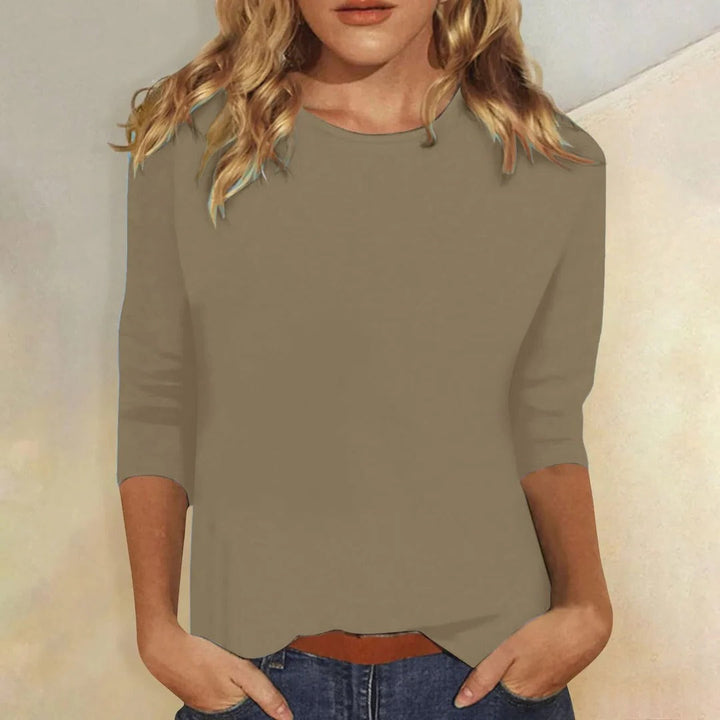 Stella | Blusa Casual Feminina de Manga 3/4 com Gola Redonda para o Dia a Dia