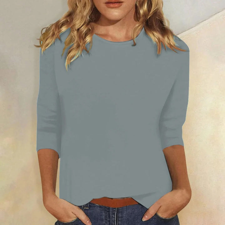 Stella | Blusa Casual Feminina de Manga 3/4 com Gola Redonda para o Dia a Dia