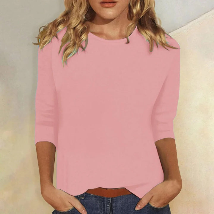 Stella | Blusa Casual Feminina de Manga 3/4 com Gola Redonda para o Dia a Dia