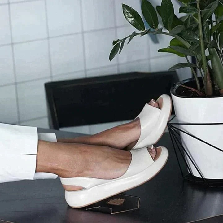 Luna | Damen Peeptoe Slingback Flache Sandalen für den Sommer