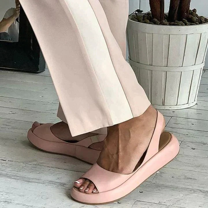Luna | Damen Peeptoe Slingback Flache Sandalen für den Sommer