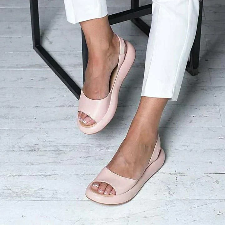 Luna | Damen Peeptoe Slingback Flache Sandalen für den Sommer