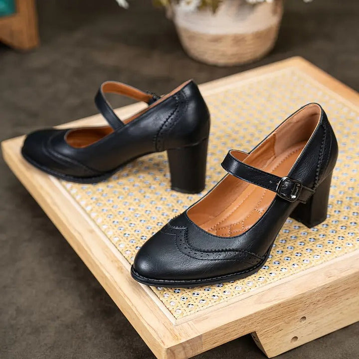 Dorka | Zapatos de Cuero de Tacón Alto con Hebilla