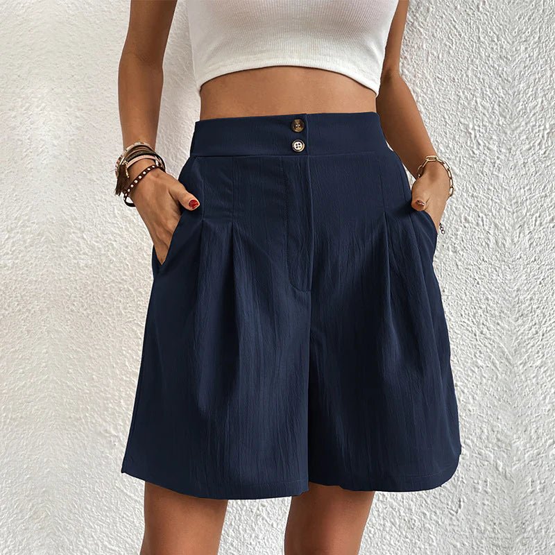 Blair | Shorts de pierna ancha para mujer, de cintura alta, plisados y con bolsillos