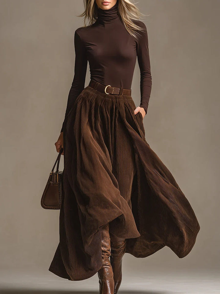 Lunori™ | Conjunto de dos piezas Aveline (cuello alto y falda maxi)