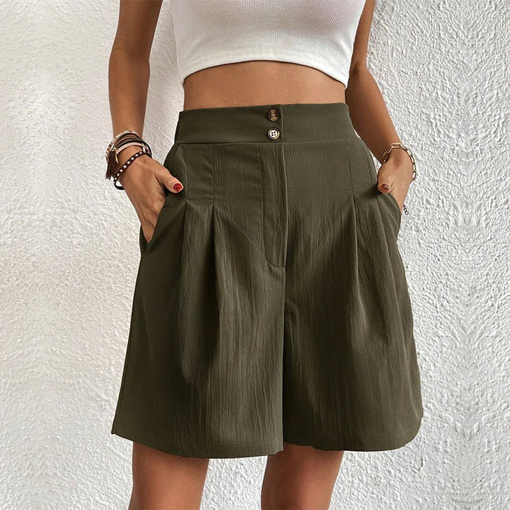 Blair | Shorts de pierna ancha para mujer, de cintura alta, plisados y con bolsillos