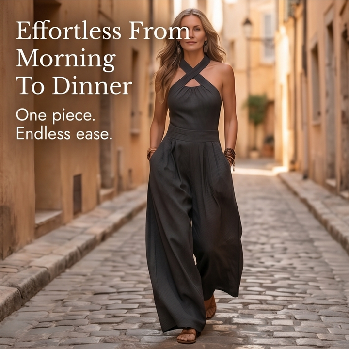 Halter Jumpsuit for Women - Wide Leg Summer One Piece