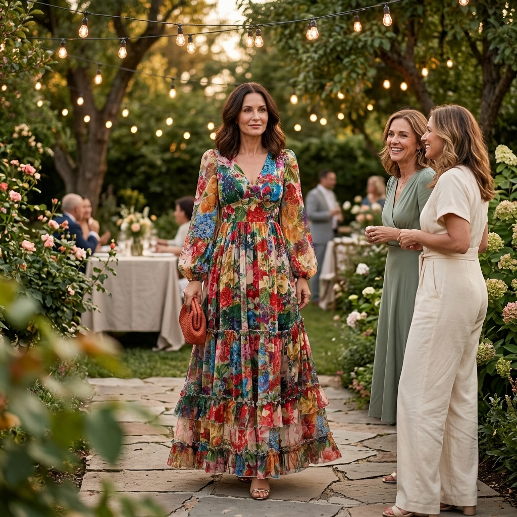 Tiered Floral Maxi Dress with Lantern Sleeves for Women