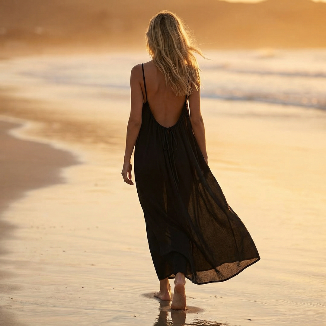 Flowy Maxi Dress with Adjustable Open Back
