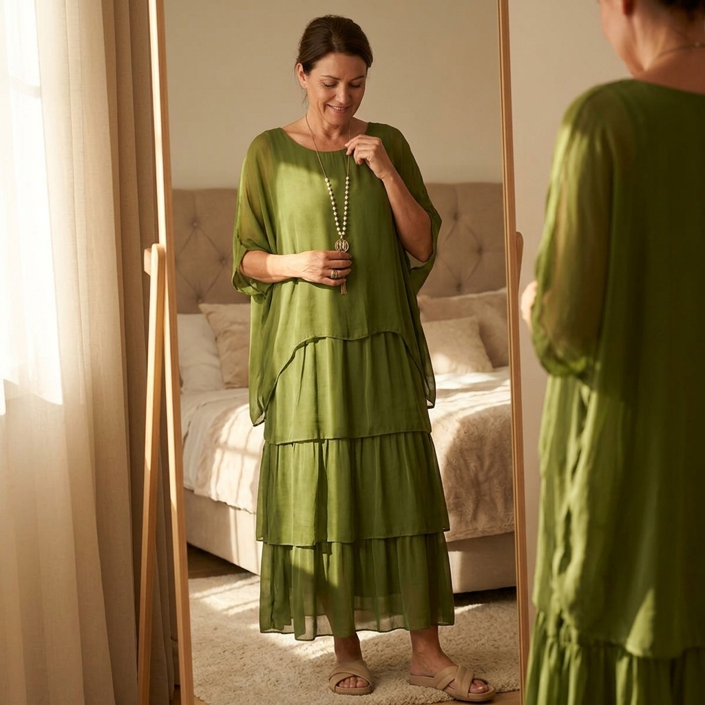 Velara™ – Flowing Tiered Chiffon Maxi Dress