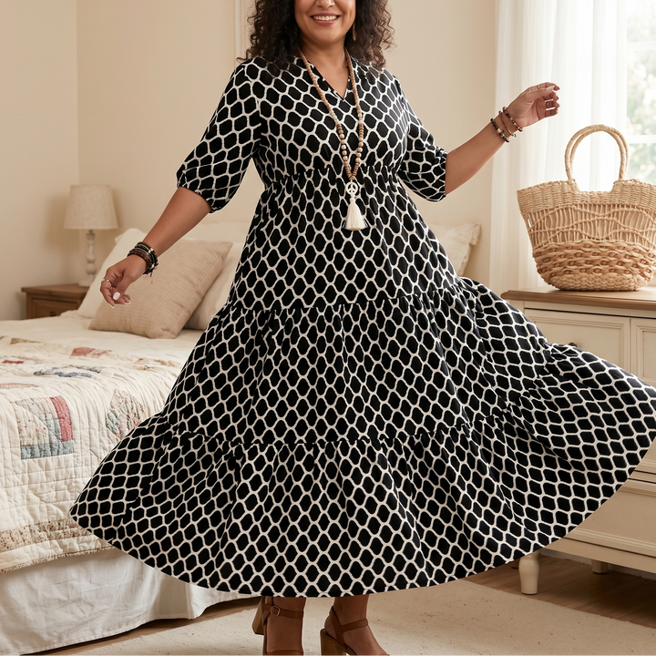 Maxi Dress with Pockets - Smocked Waist Tiered Skirt
