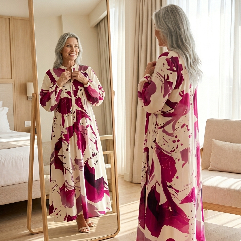 Floral Maxi Dress V-Neck Long Sleeve Tiered Boho Dress