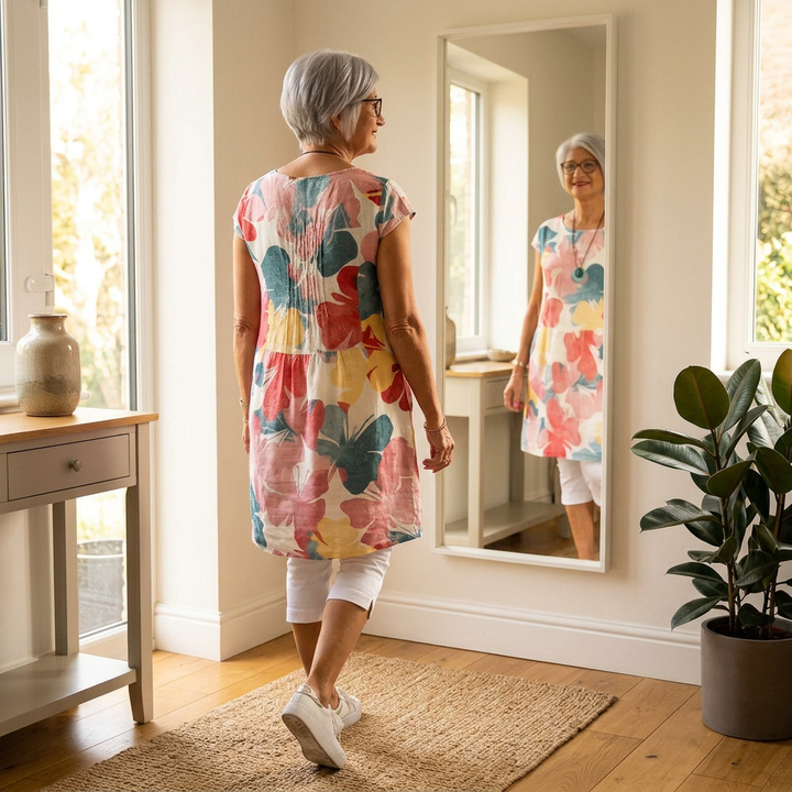Watercolor Floral Summer Dress for Women - Relaxed Fit