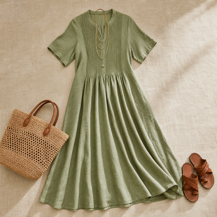 Cotton Maxi Dress with Pockets - Effortless A-Line Silhouette