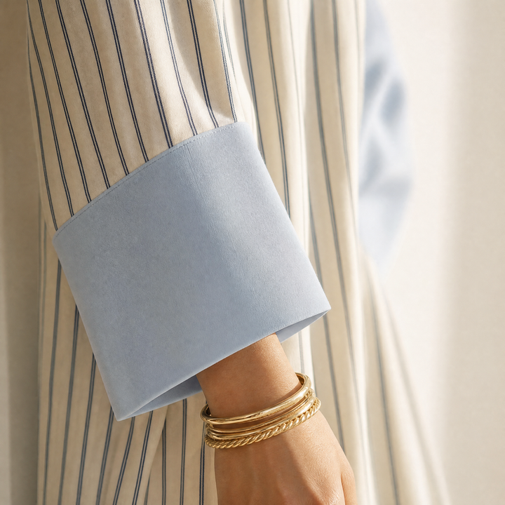 Striped Midi Dress Kaftan with Contrast Cuffs