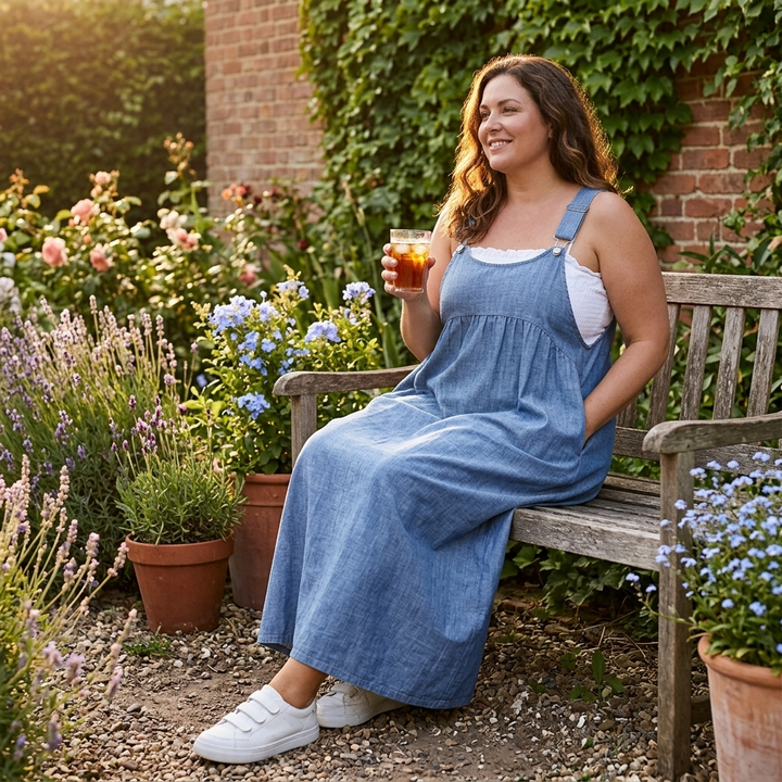 Denim Suspender Dress with Pockets - Relaxed Fit Layering Dress