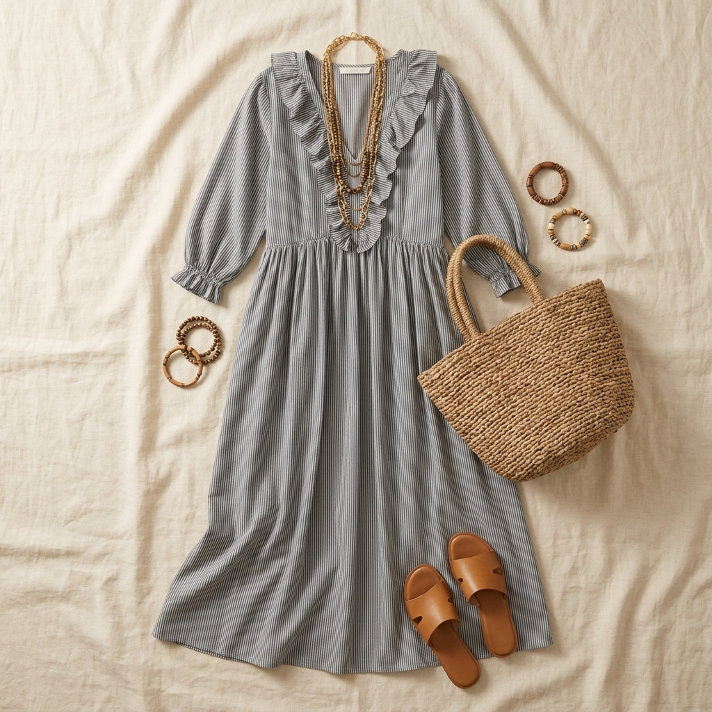 Serenae™ – Flowy Ruffled Striped Maxi Dress