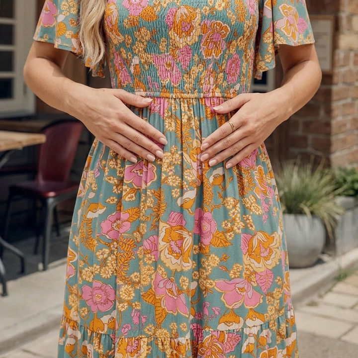 Florenza™ – Smocked Floral Maxi Dress for Spring