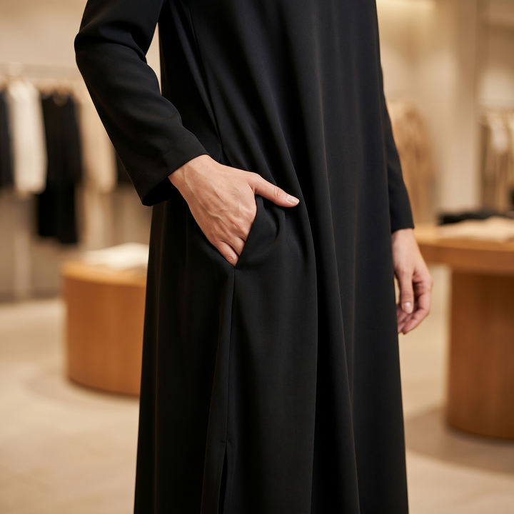 Vestido maxi de manga larga con bolsillos - Casual elegante