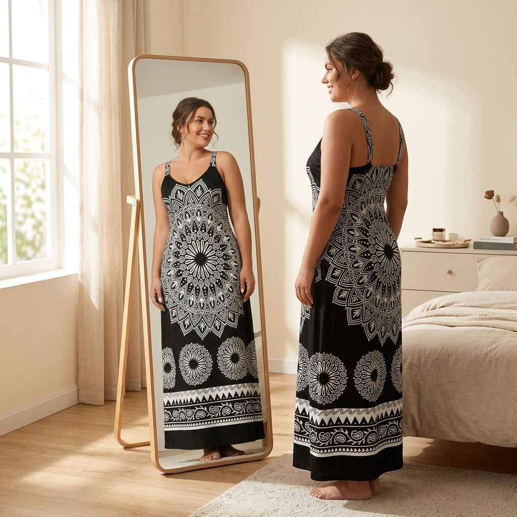 Bohemian Maxi Dress with Mandala Print for Women