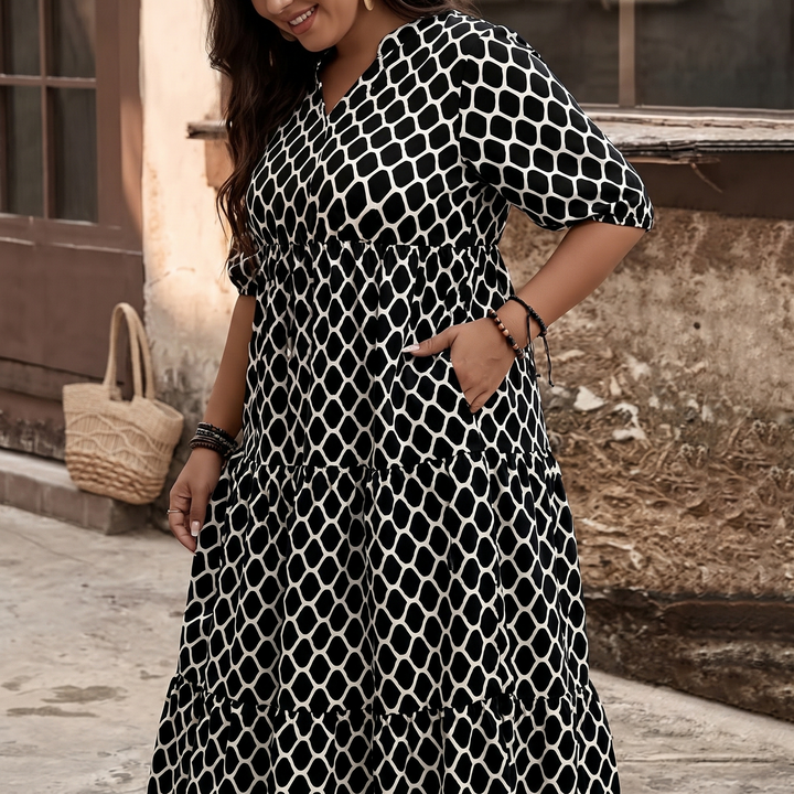 Maxi Dress with Pockets - Smocked Waist Tiered Skirt