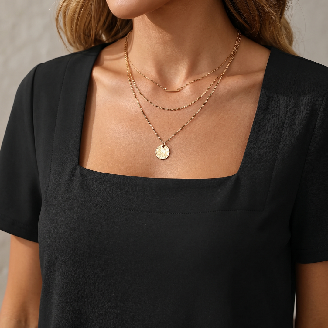 Square Neck T-Shirt Dress with Pockets for Women