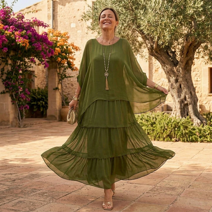 Velara™ – Flowing Tiered Chiffon Maxi Dress