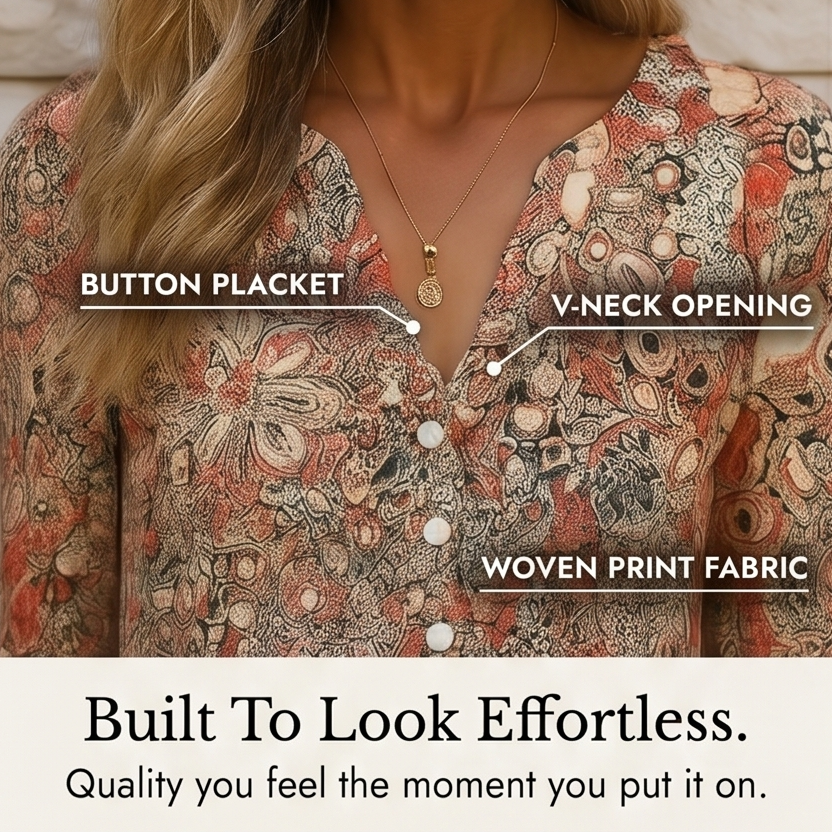 Floral Midi Dress with Pockets - V-Neck A-Line Silhouette