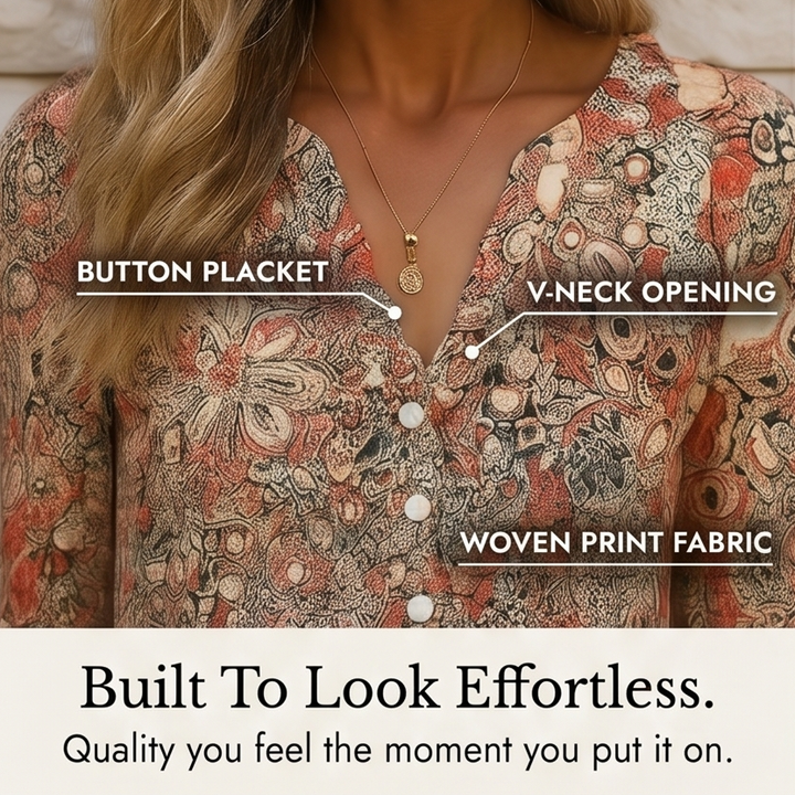 Floral Midi Dress with Pockets - V-Neck A-Line Silhouette