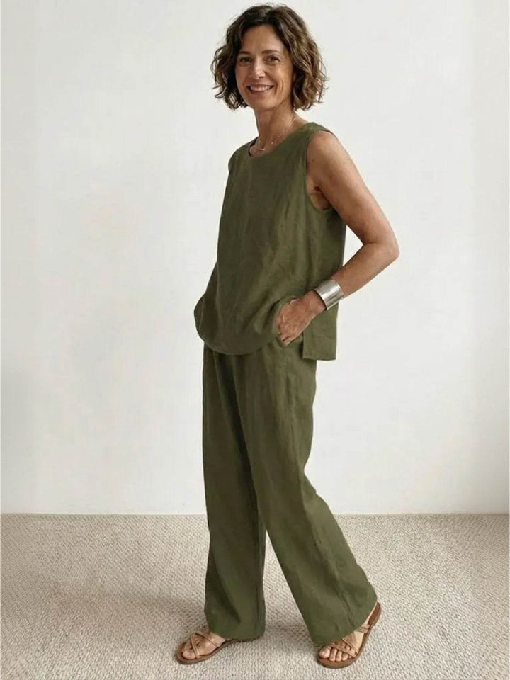 Olivia | Completo donna con canotta senza maniche e pantaloni a gamba larga