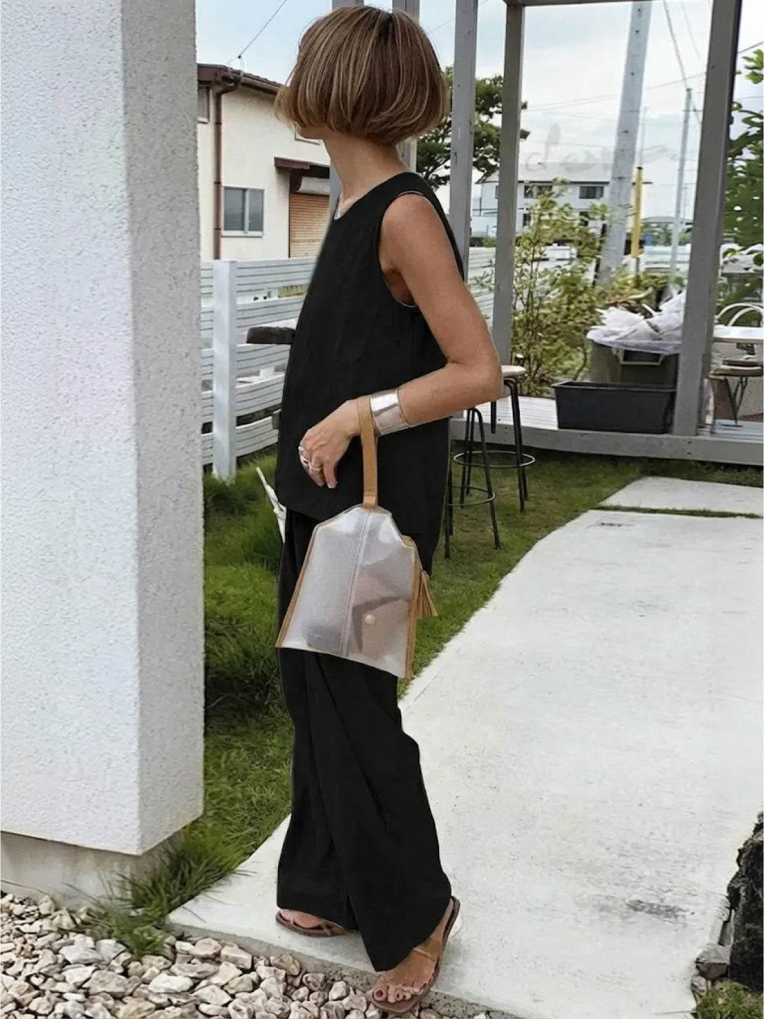 Olivia | Completo donna con canotta senza maniche e pantaloni a gamba larga