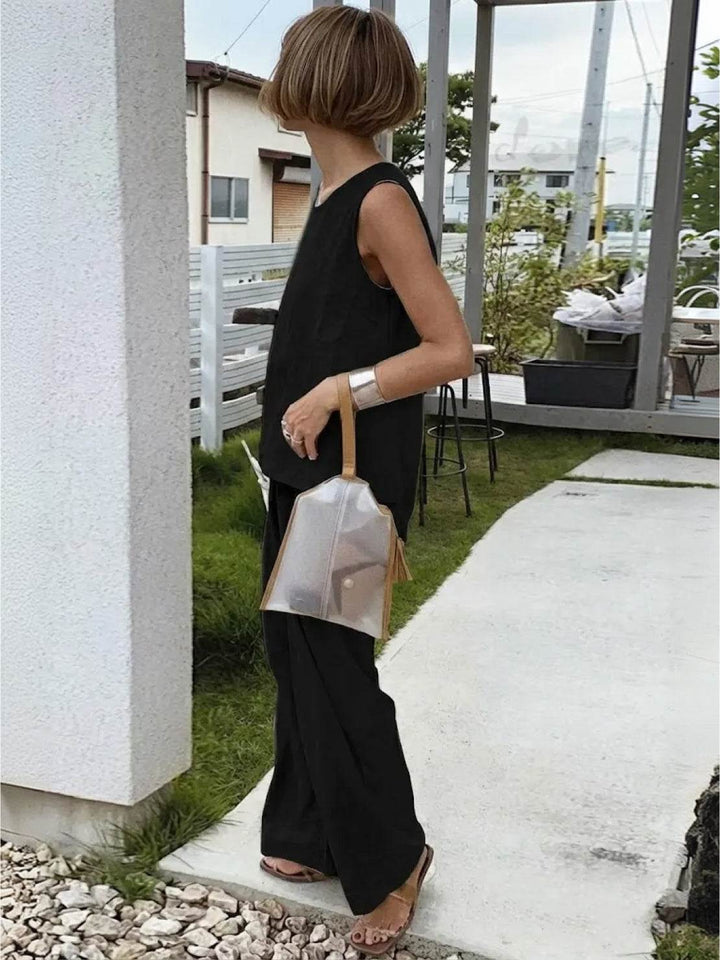 Olivia | Completo donna con canotta senza maniche e pantaloni a gamba larga