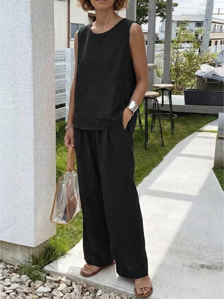 Olivia | Completo donna con canotta senza maniche e pantaloni a gamba larga